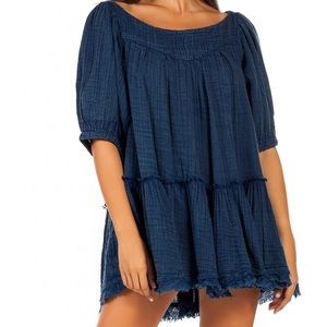 Free People Mystery Land Tunic-Blue size large